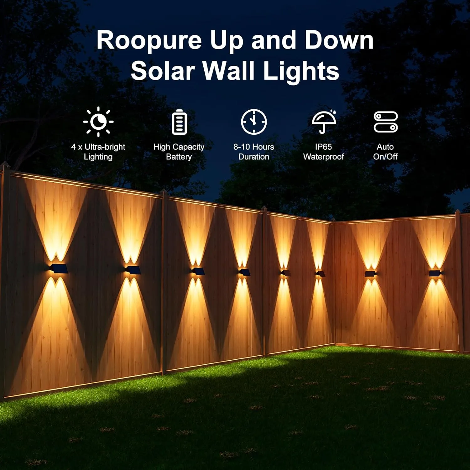 12 Pack Solar Up and Down Wall Lights Outdoor Decorative Fence LED Waterproof Yard Lamps for Deck, Patio, Porch, House, Garden, Easy to Install Solar Powered Wall Mount Lights for Outside (Warm White)