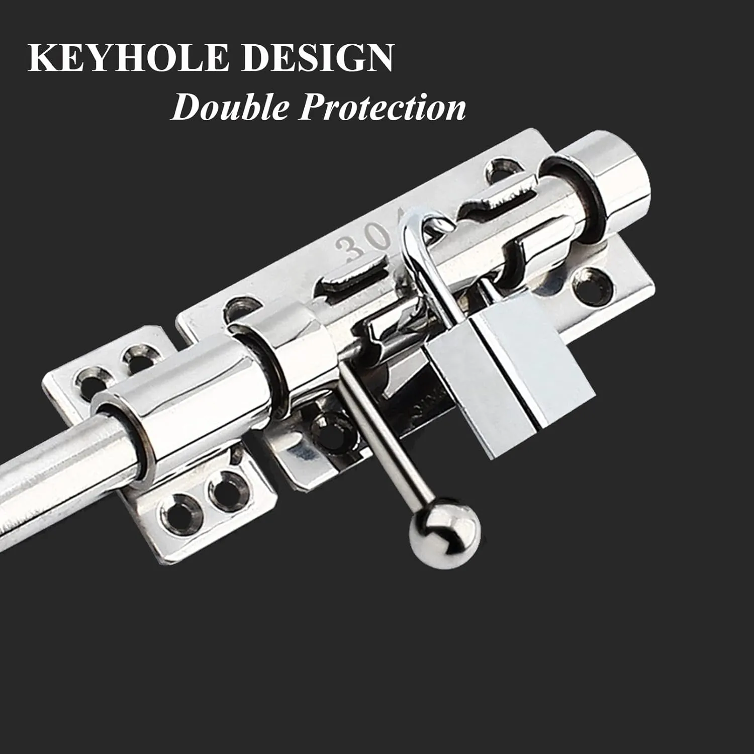 12in Slide Bolt Gate Latch 304 Stainless Steel Barrel Bolt Latch Heavy Duty Door Security Lock Thickened Door Latches Hardware with Mounting Screws for Barn Fence Shed Basement