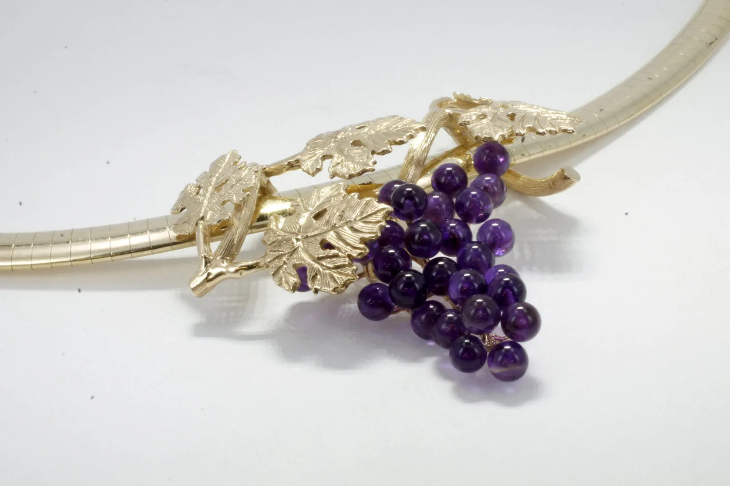 14kt Gold Purple Amethyst Grape Cluster Slide Necklace