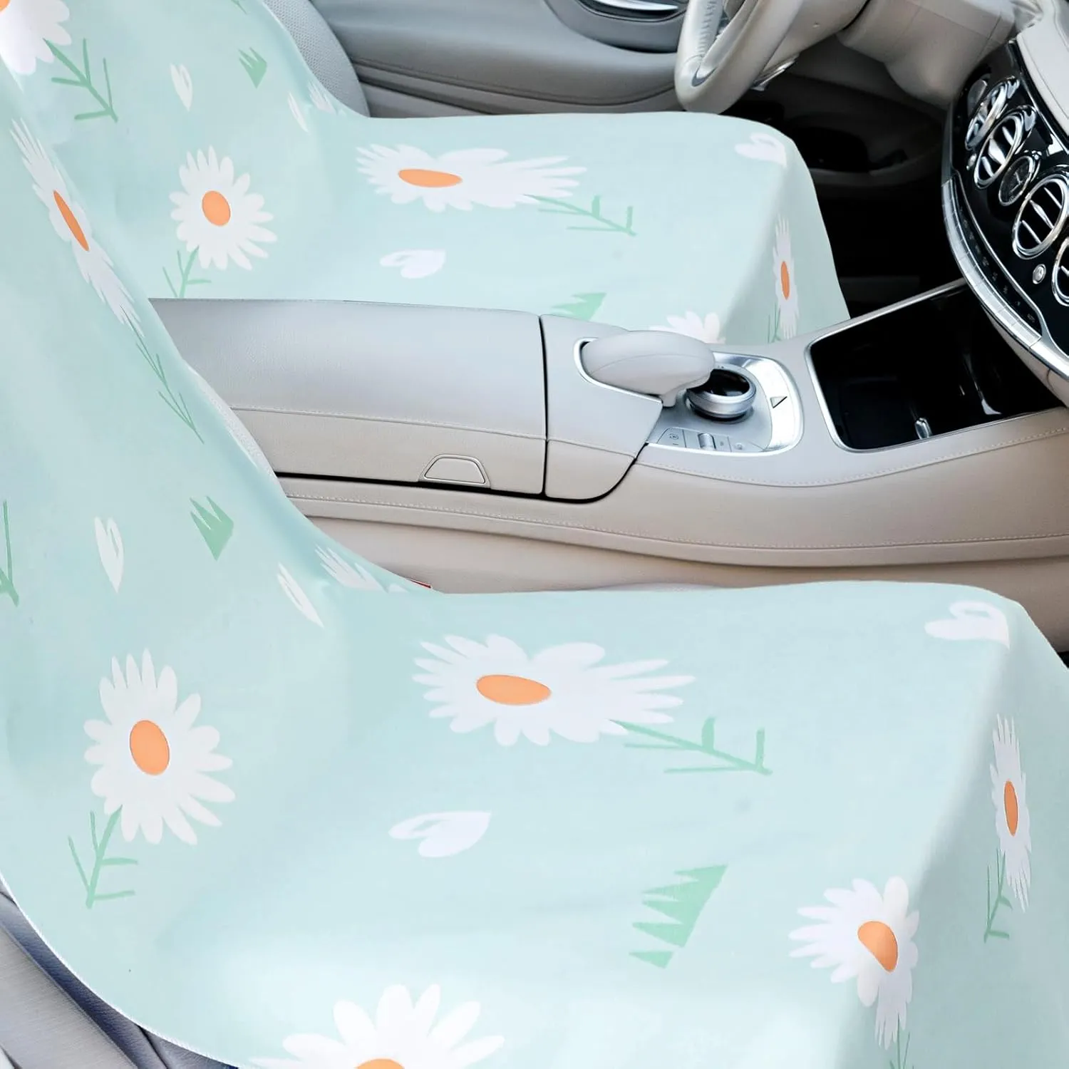 2 Pack Car Seat Towel Covers with Storage Bag Seat Post Workout Sweat Washable Cover Non Slip for Car Towel for Dog Pet Workout Outdoor Sport Activities(Daisy)