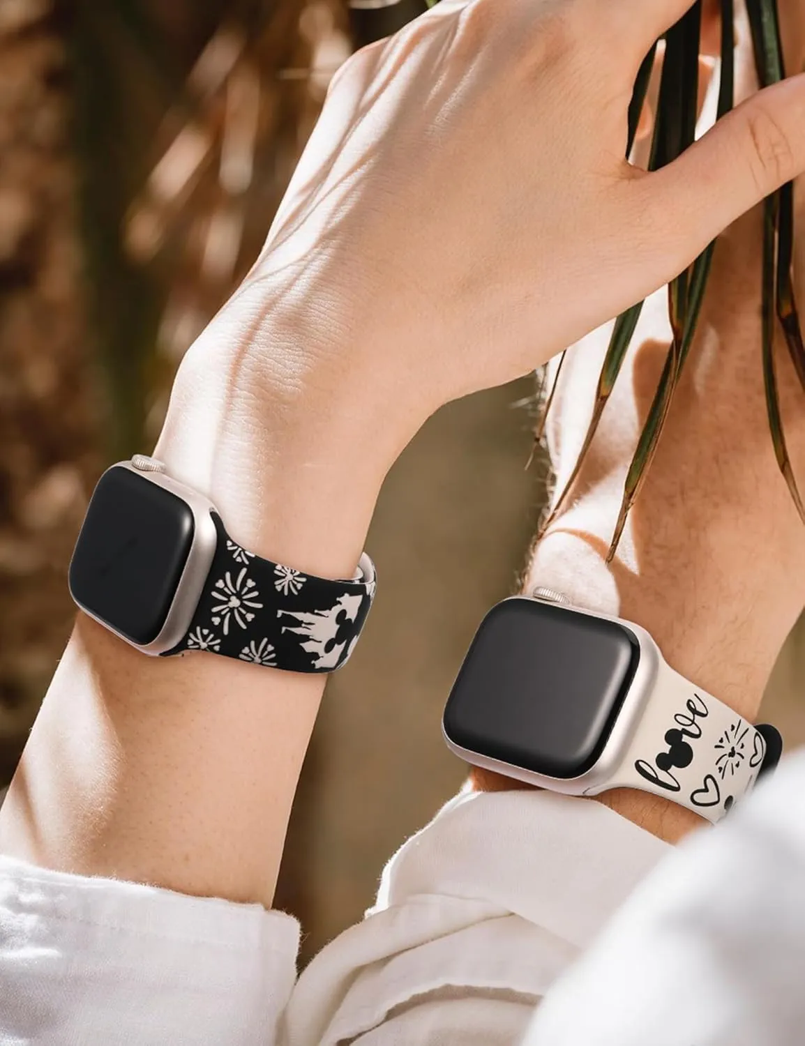 2 Packs Cartoon Engraved Band Compatible with Apple Watch Band 49/46/45/44/42/41/40/38mm Women Two-Tone Cute Soft Silicone Sport Strap for iWatch SE Series 10/9/8/7/6/5/4/3/2/1/Ultra(1/2)