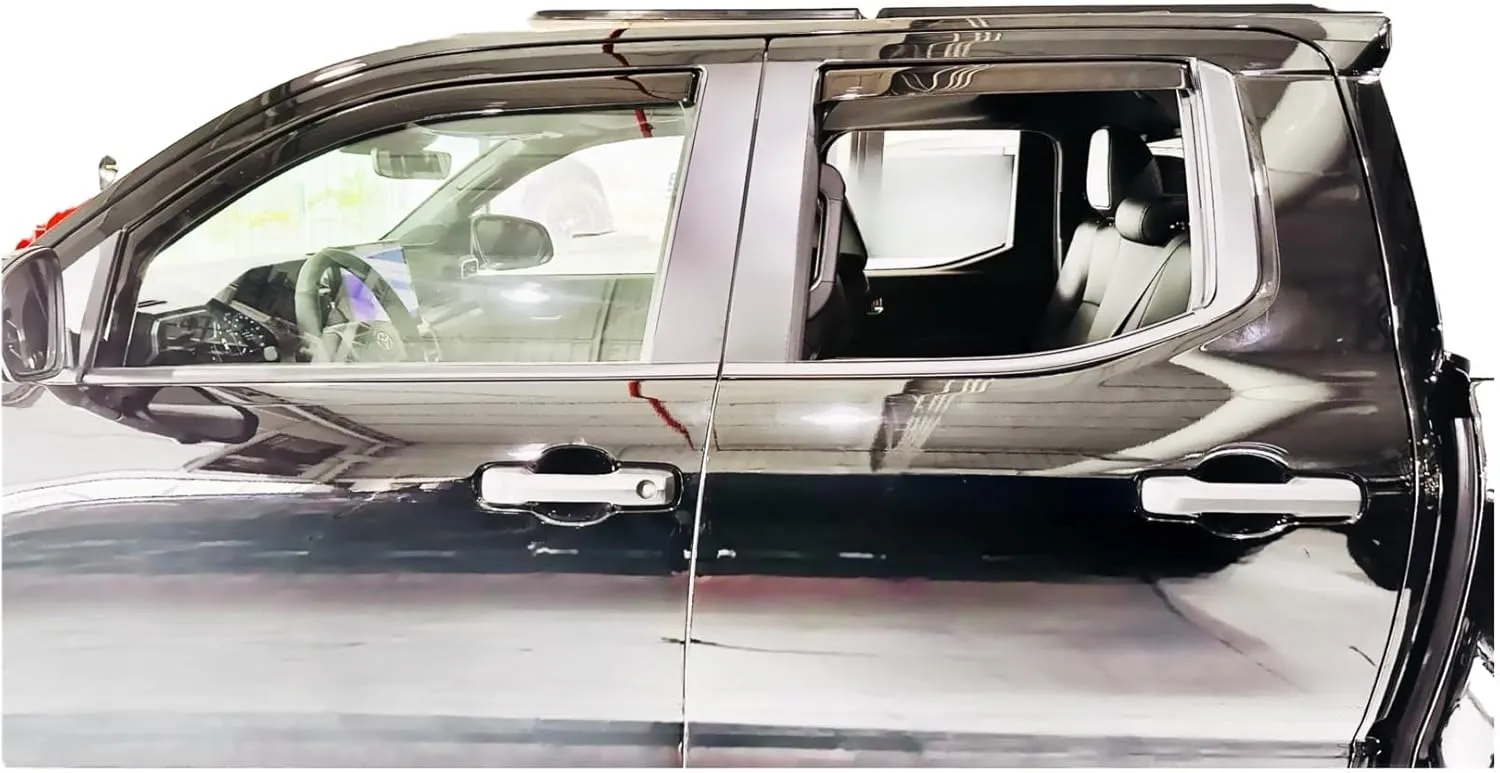 2024-2025 in-Channel Rain Guards Side Window Visor Deflectors for Toyota Tacoma SR SR5 TRD PreRunner Sport Off-Road i-FORCEMAX Limited Trailhunter Pro