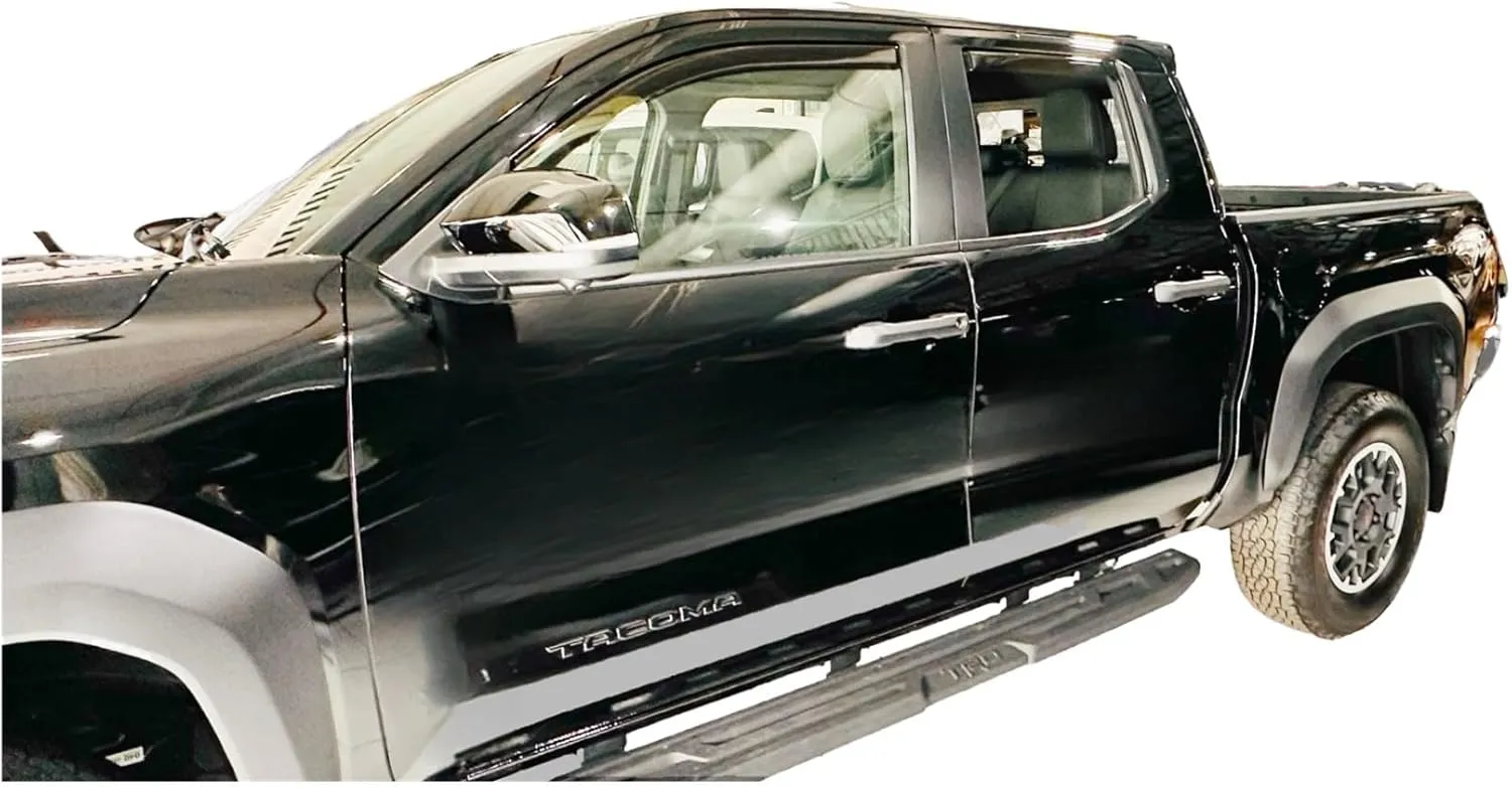2024-2025 in-Channel Rain Guards Side Window Visor Deflectors for Toyota Tacoma SR SR5 TRD PreRunner Sport Off-Road i-FORCEMAX Limited Trailhunter Pro