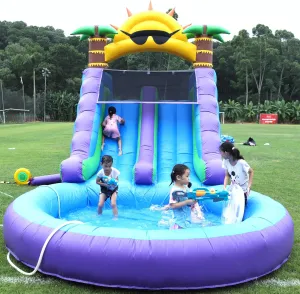 26FT Commercial Water Slide for Adults Kids 【Double Water Slides&Giant Inflatable Pool】 100% PVC Inflatable Adult Water Slides with Blower, Giant Blow Up Water Slide Backyard Outdoor, 26x12x14ft