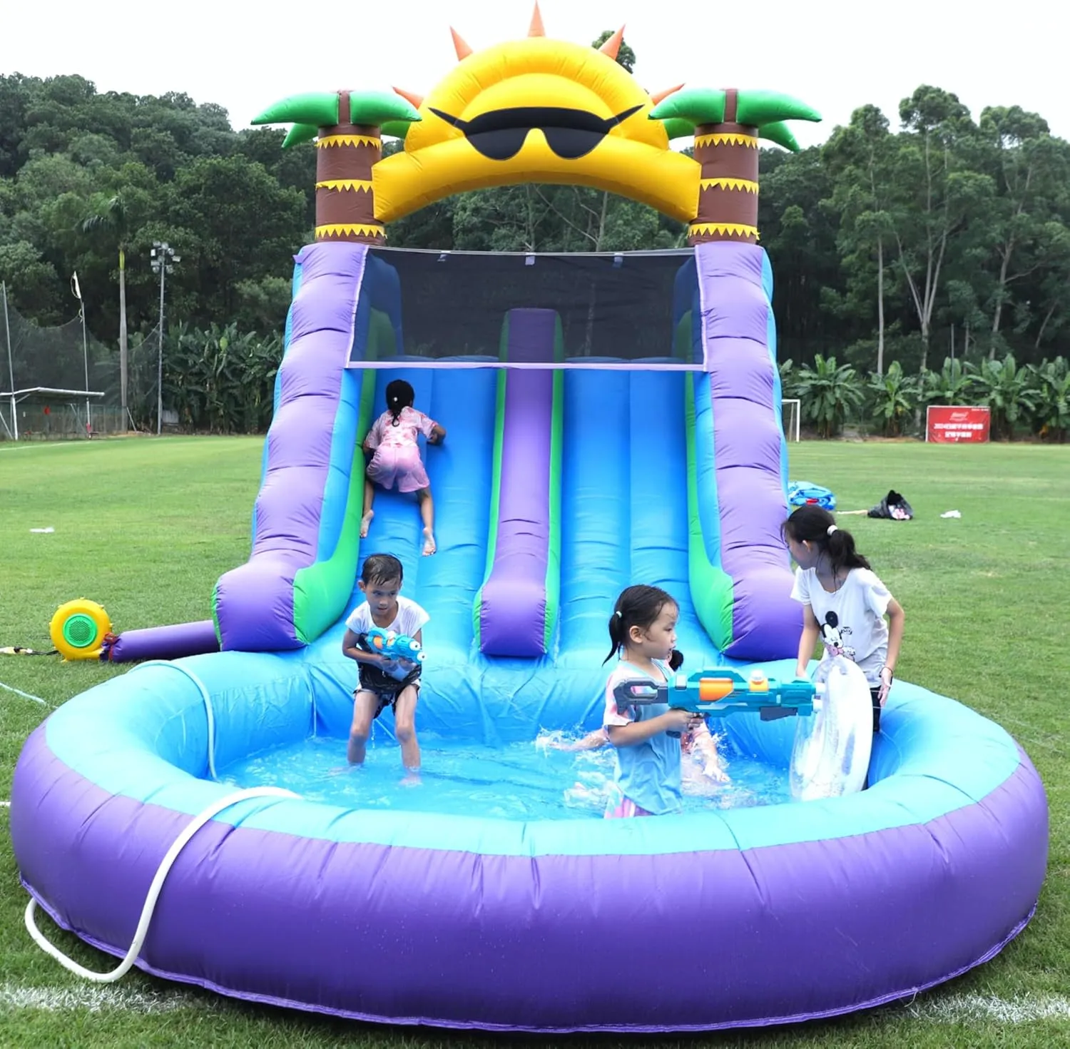 26FT Commercial Water Slide for Adults Kids 【Double Water Slides&Giant Inflatable Pool】 100% PVC Inflatable Adult Water Slides with Blower, Giant Blow Up Water Slide Backyard Outdoor, 26x12x14ft