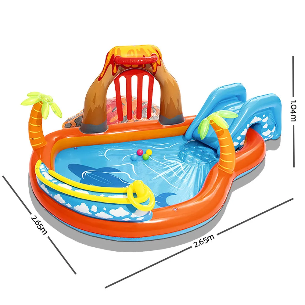 2.7m x 2.6m Kids Lava Lagoon Inflatable Pool Play Centre - 208L Capacity