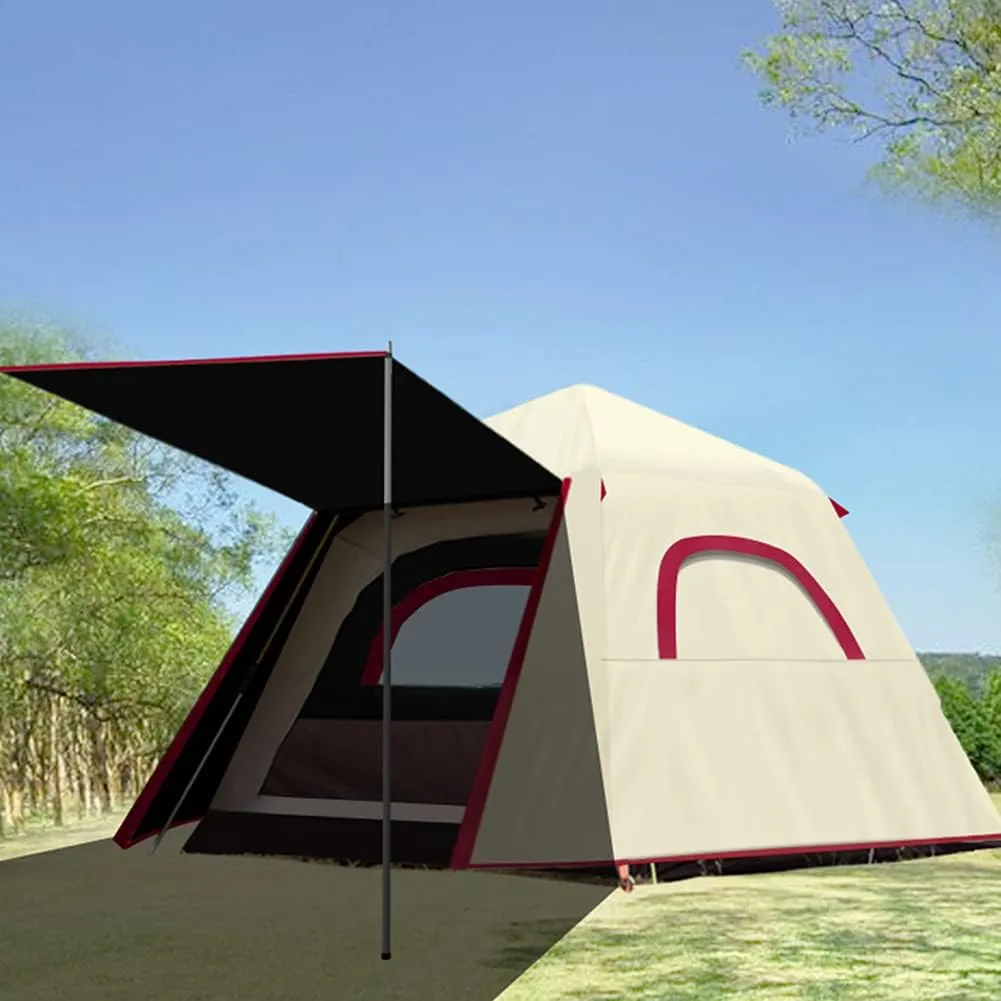 3-4 Person Automatic Camping Tent Hydraulic Instant Tent Waterproof Windproof Easy Setup Two Doors Hiking Tent for Camping Outdoor Mountaineering Travel