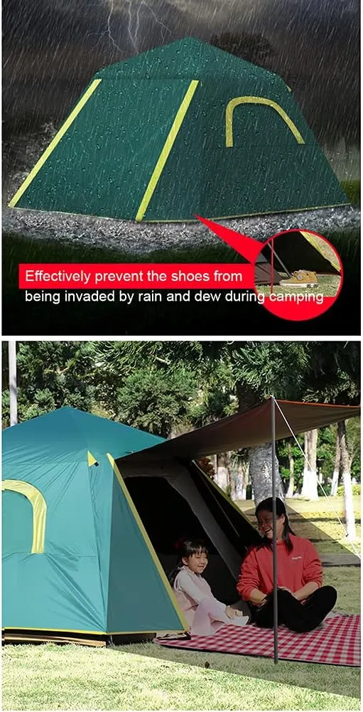 3-4 Person Automatic Camping Tent Hydraulic Instant Tent Waterproof Windproof Easy Setup Two Doors Hiking Tent for Camping Outdoor Mountaineering Travel