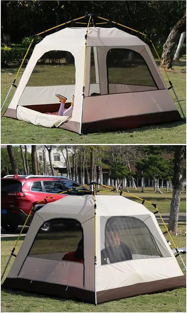 3-4 Person Automatic Camping Tent Hydraulic Instant Tent Waterproof Windproof Easy Setup Two Doors Hiking Tent for Camping Outdoor Mountaineering Travel