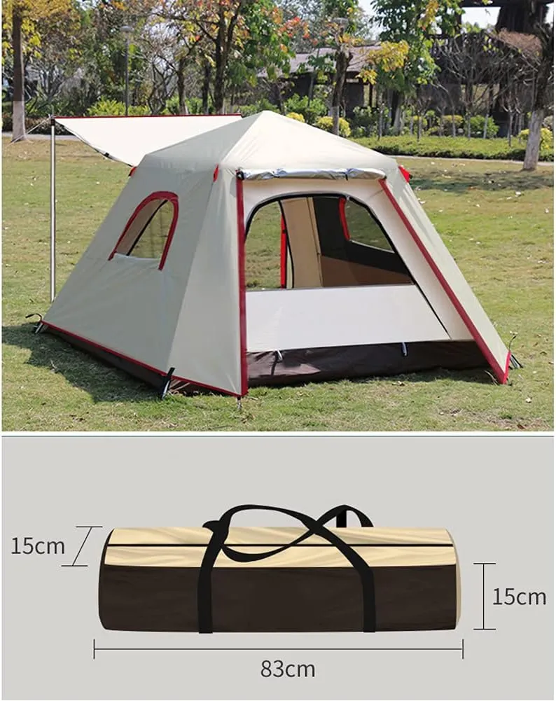 3-4 Person Automatic Camping Tent Hydraulic Instant Tent Waterproof Windproof Easy Setup Two Doors Hiking Tent for Camping Outdoor Mountaineering Travel