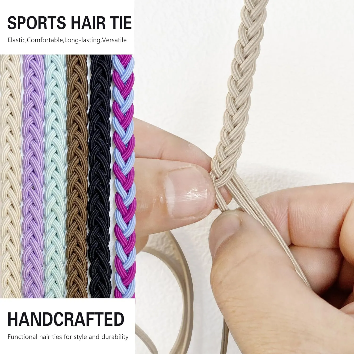 3 Packs 16" Ponytail Holder Hair Ties, Elastic Hair Wrap Braided Long Spirals No Tangle for Beach Sports Motorcycle Swimming Diving Surfing Colorful B