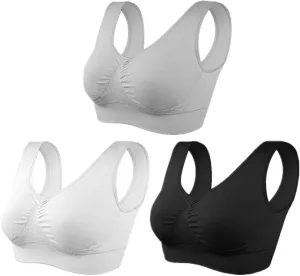 3Pack Seamless Wireless Bras with Padding for Women Petite Full Coverage Wire Free T-Shirt Bra ABC Cup Everyday Bra