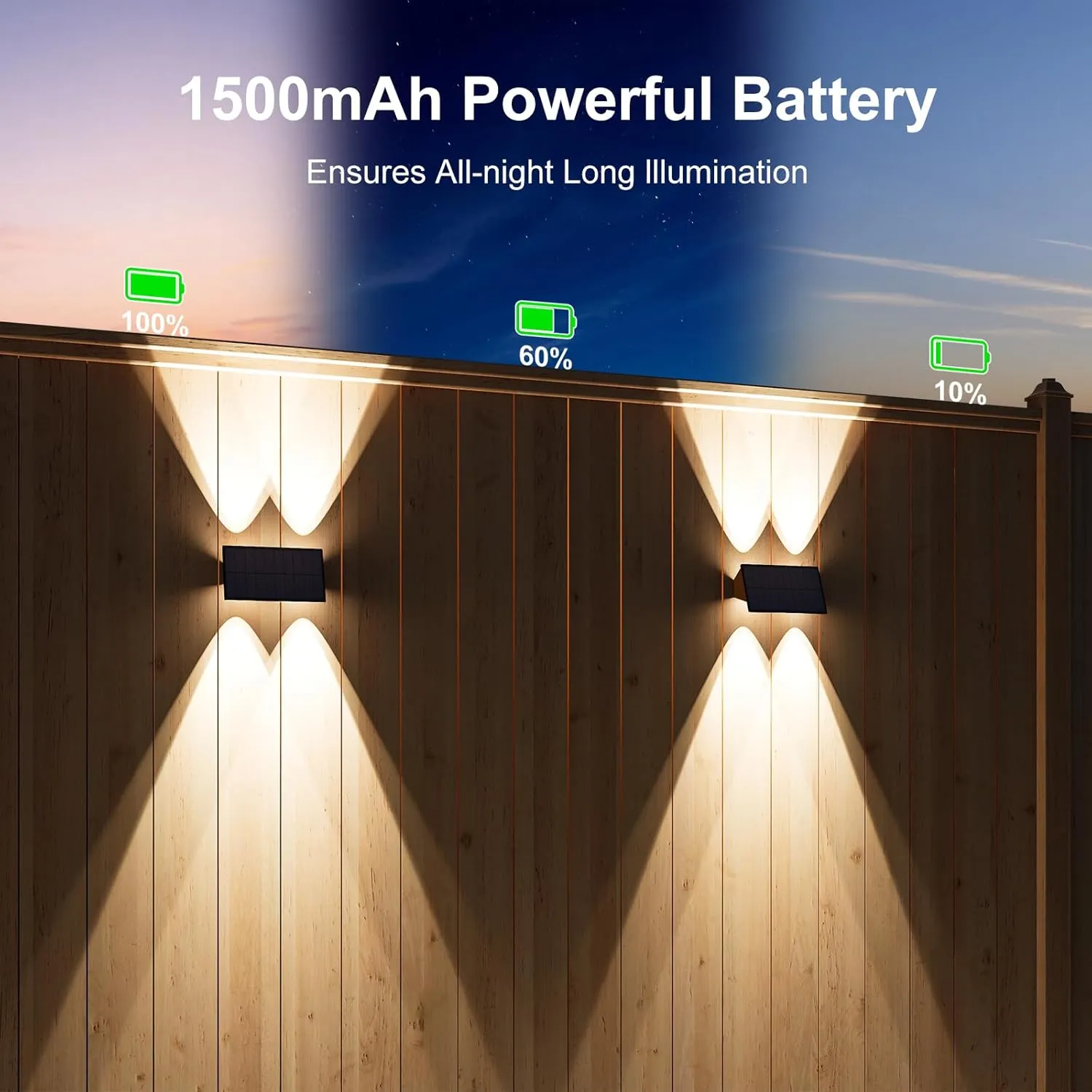 4 Pack Solar Powered Wall Lights for Outside Up and Down Fence Mount LED Outdoor Decorative Waterproof Lamps for Porch, Deck, Patio, Yard, Gate, 4 Lenses Designed for Accent Lighting (Cool White)