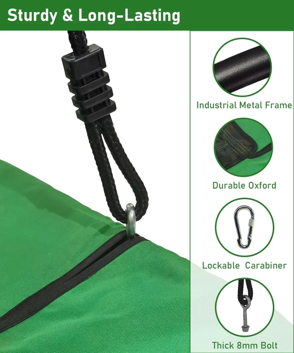 40" Retangular Tree Swing for Kids & Adults, Adjustable Platform Swing with Hanging Straps, 700lbs Capacity, Waterproof Giant Swings for Backyard Outdoor & Indoor Use, Green & Black