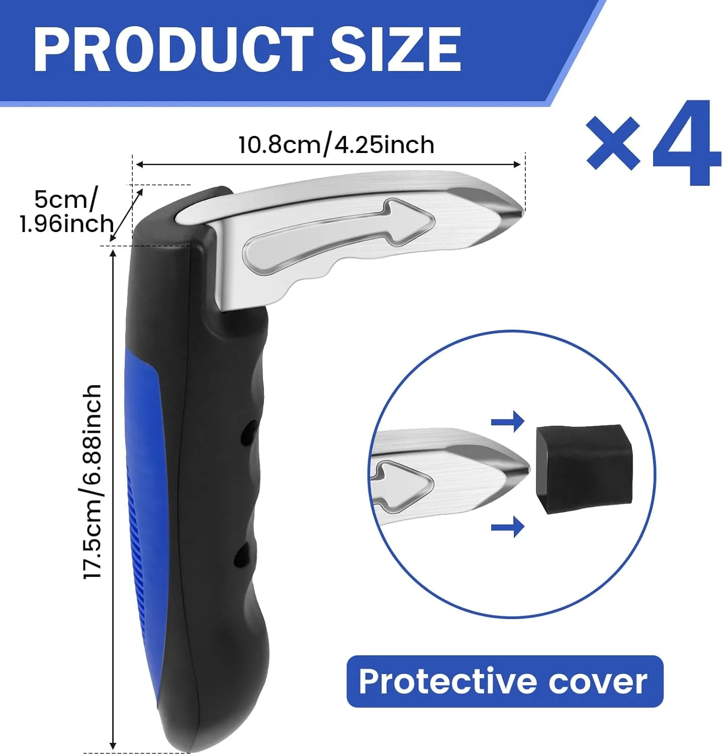 4Pack Car Support Handle Assist, 3 in 1 Emergency Tool, Auto Cane Car Grab Handle, Portable Car Assist Handle for for Elderly Handicap Getting in and Out of Car (Blue)