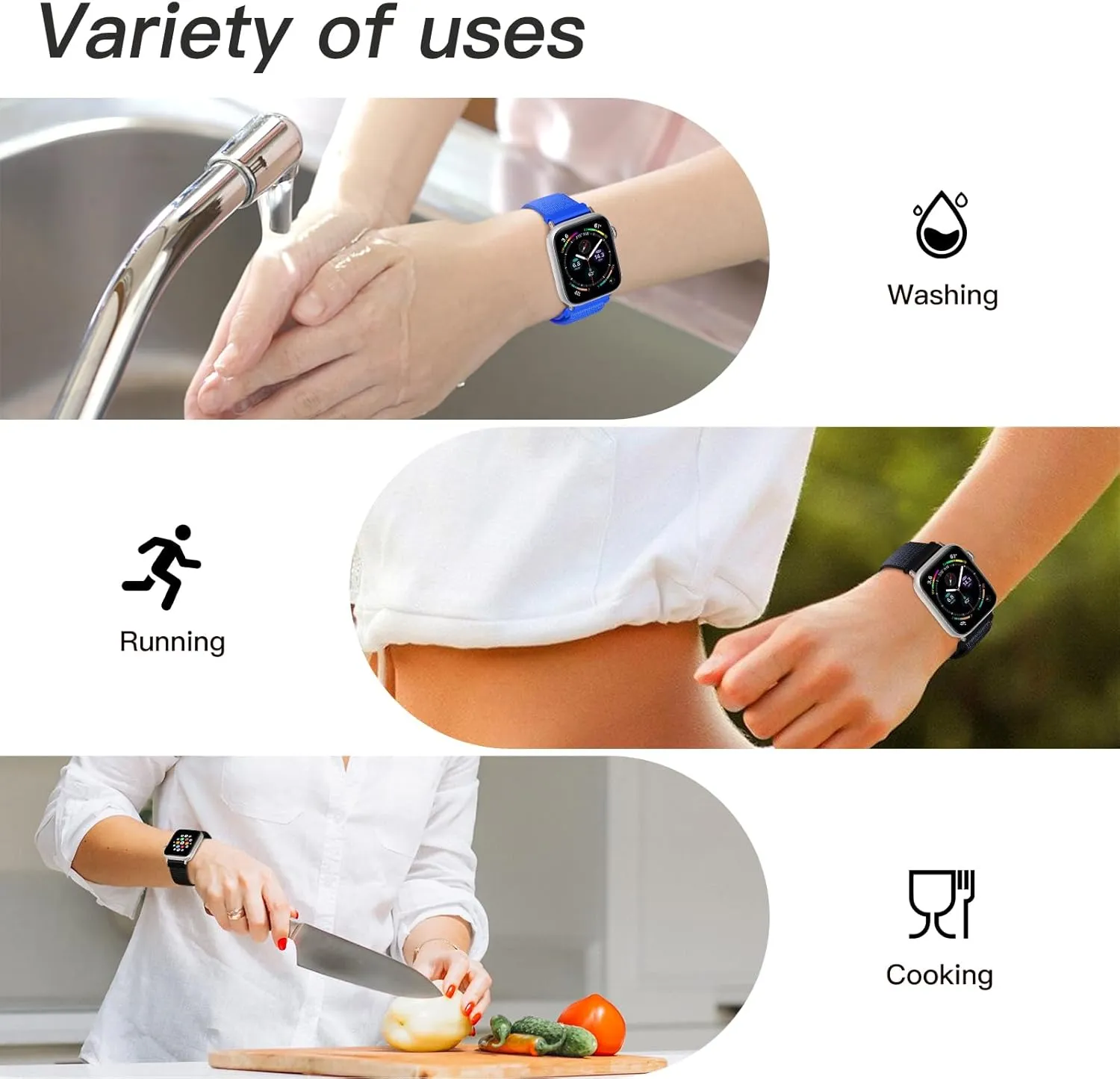 6 Pack Nylon Sport Loop Band Compatible with Apple Watch Band 38mm 40mm 41mm 42mm 44mm 45mm 46mm 49mm Women Men, Soft Adjustable Braided Replacement Straps for iWatch Series 10 9 8 7 6 5 4 3 2 1 SE Ultra
