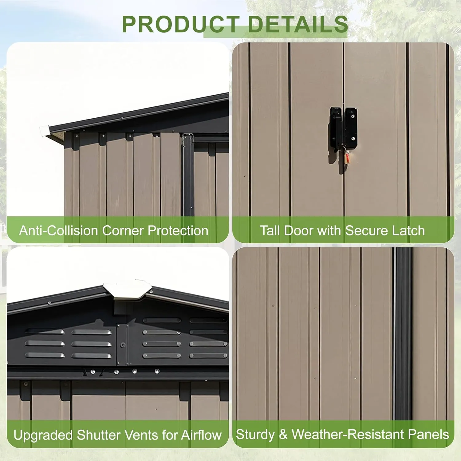 6×4ft Outdoor Storage Shed, Metal Garden Shelter with Sliding Door, Weatherproof Heavy Duty Tool Shed, Easy Assembly, Ideal for Backyard & Garden Equipment