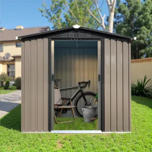 6×4ft Outdoor Storage Shed, Metal Garden Shelter with Sliding Door, Weatherproof Heavy Duty Tool Shed, Easy Assembly, Ideal for Backyard & Garden Equipment
