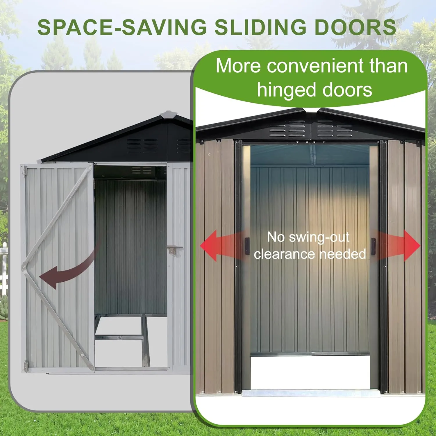6×4ft Outdoor Storage Shed, Metal Garden Shelter with Sliding Door, Weatherproof Heavy Duty Tool Shed, Easy Assembly, Ideal for Backyard & Garden Equipment