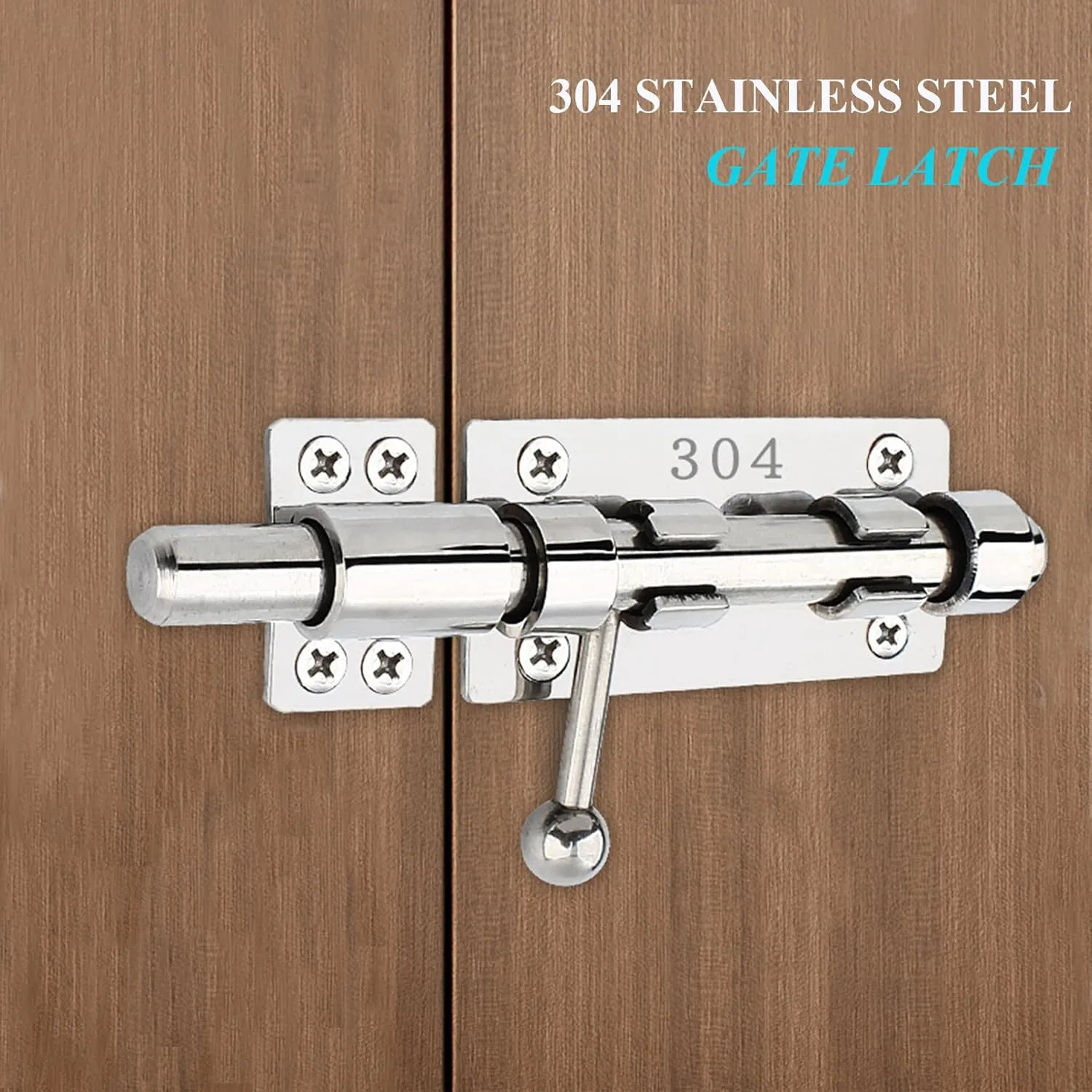 6in Slide Bolt Gate Latch 304 Stainless Steel Barrel Bolt Latch Heavy Duty Door Security Lock Thickened Door Latches Hardware with Mounting Screws for Barn Fence Shed Basement