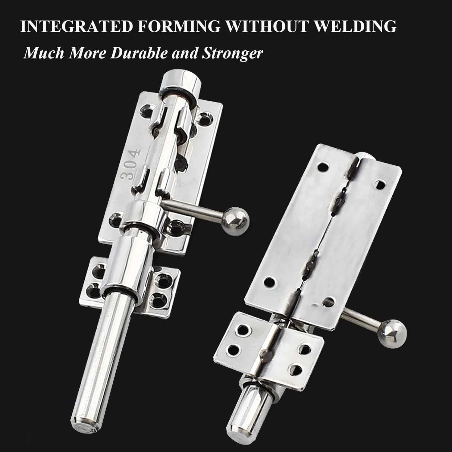 6in Slide Bolt Gate Latch 304 Stainless Steel Barrel Bolt Latch Heavy Duty Door Security Lock Thickened Door Latches Hardware with Mounting Screws for Barn Fence Shed Basement