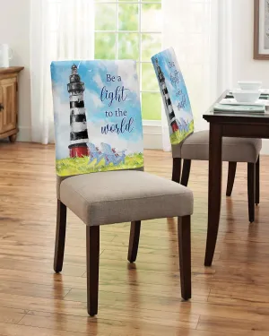 8 Packs Beach Light-House Dining Chair Back Cover,Decorative Kitchen Dinner Chair Seat Covers Washable Chair Slip Covers,Removable Slipcovers Protect for Dinning Room Summer Ocean Sea Gull Watercolor