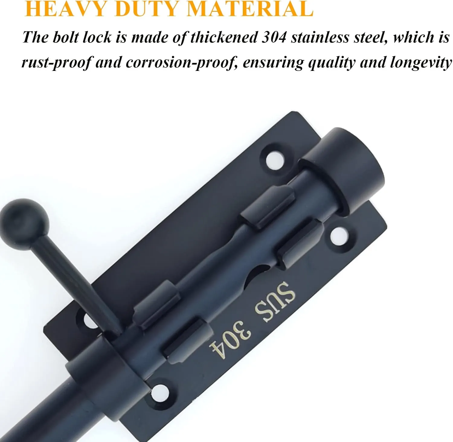 8in Slide Bolt Gate Latch 304 Stainless Steel Barrel Bolt Latch Heavy Duty Door Security Lock Thickened Door Latches Hardware with Mounting Screws for Barn Fence Shed Basement