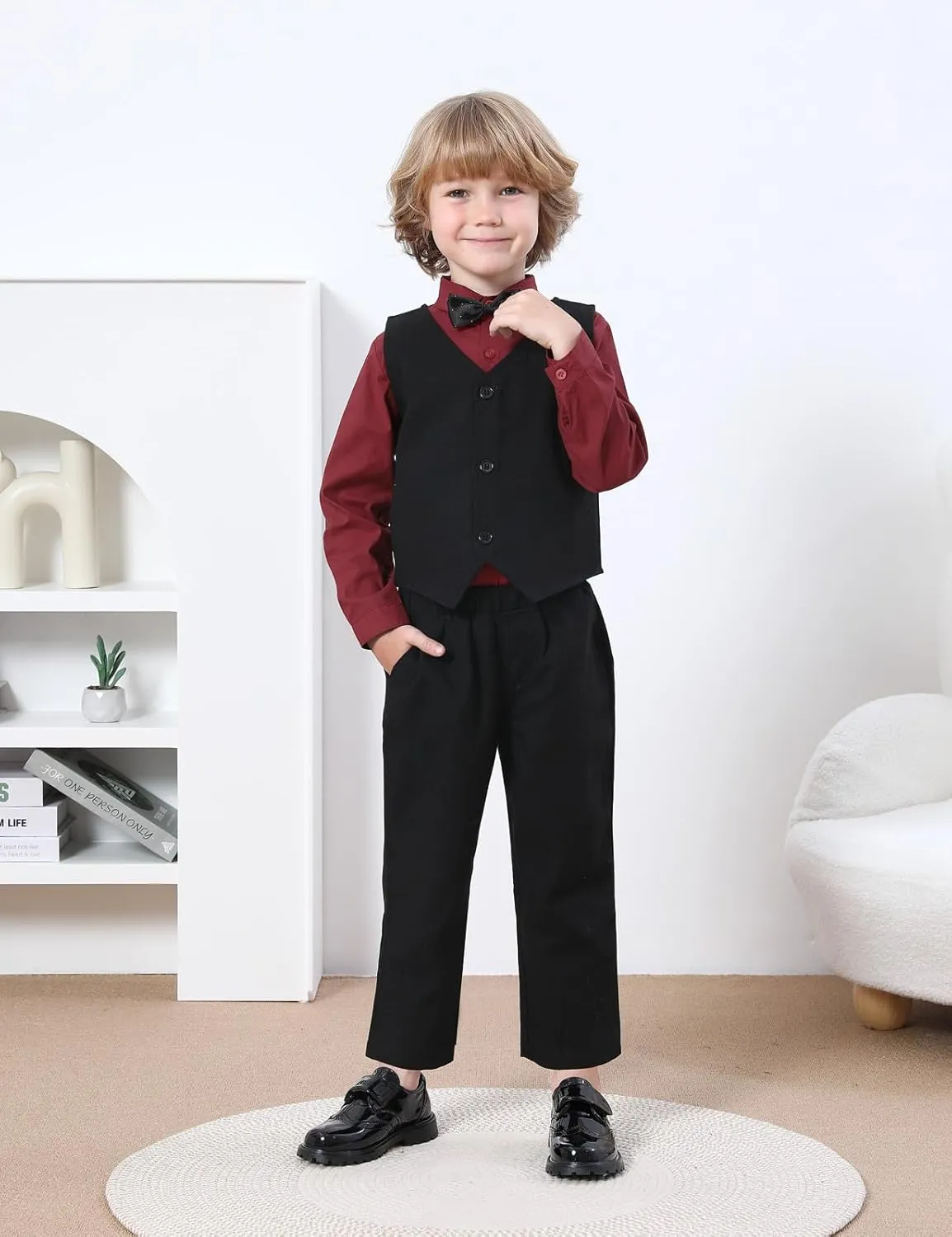 A&J DESIGN 4pcs Baby & Toddler Suit, 12 Months - 5T, Shirt & Pants & Vest & Bow Tie
