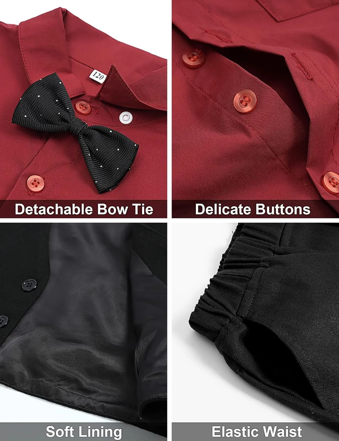A&J DESIGN 4pcs Baby & Toddler Suit, 12 Months - 5T, Shirt & Pants & Vest & Bow Tie