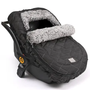 ACRABROS Car Seat Cover Baby: Winter Infant Carseat Canopy for Boy Girl Newborn Zipper Peeping Window Warm Cozy Cold Weather Waterproof Universal Fitted, Black