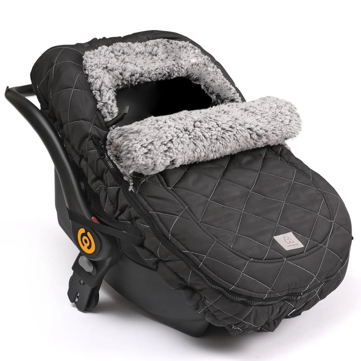 ACRABROS Car Seat Cover Baby: Winter Infant Carseat Canopy for Boy Girl Newborn Zipper Peeping Window Warm Cozy Cold Weather Waterproof Universal Fitted, Black