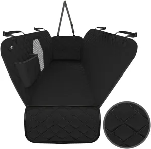 Active Pets Dog Car Seat Cover for Back Seat, Waterproof Pet Protection Hammock, SUV Truck Car Backseat Protector with Safety Features, Black