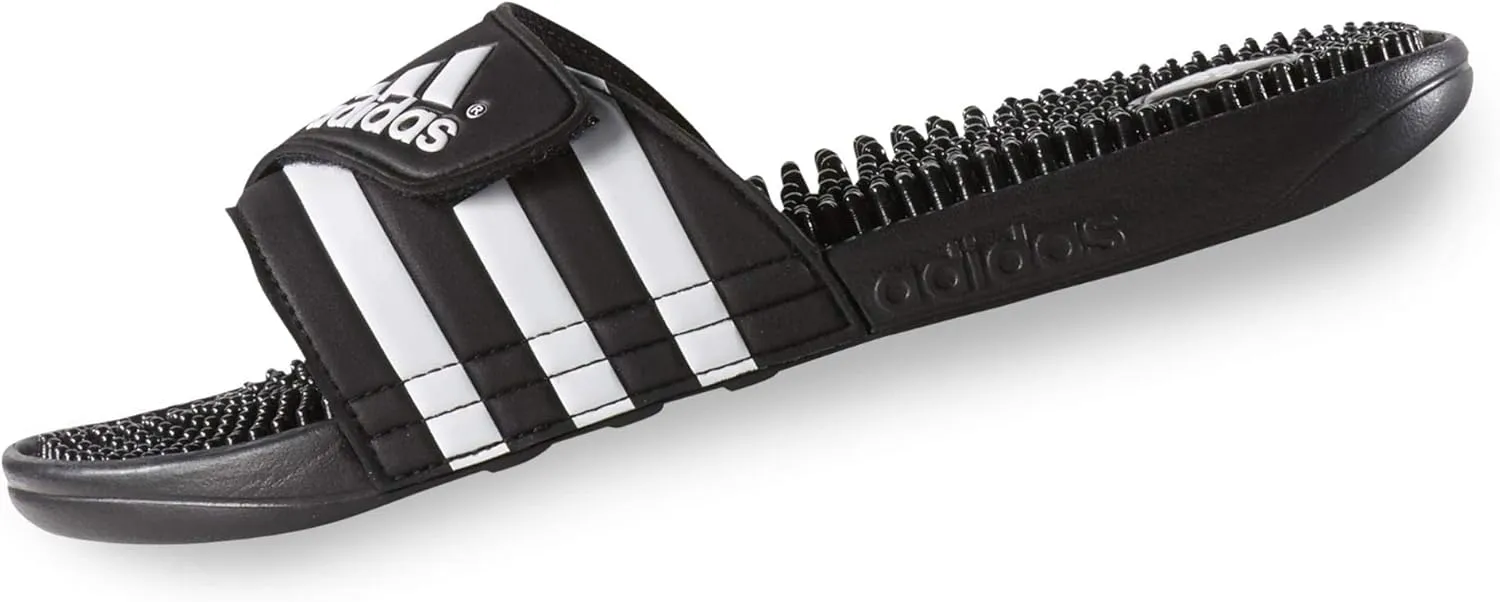 adidas Adissage Mens Summer Beach Sport Flip Flop Slide Black/White - UK 12