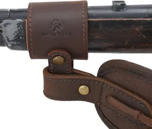Adjustable Holster Leather Gun Sling Barrel Mount for Not Drilling Wood of Your Rifle or Shotgun