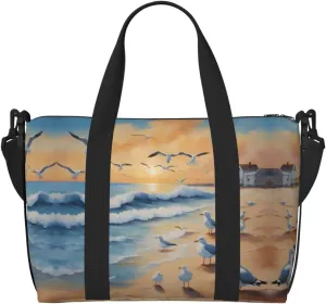 airborne seagulls Hand-held travel bag, messenger casual handbag, suitable for work, travel, fitness, tourism, women's zipper storage bag,