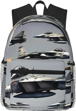 Aircraft Fighter Jets Print Backpack For Men And Women Lightweight Backpack Casual Daypack For Workplace Travel