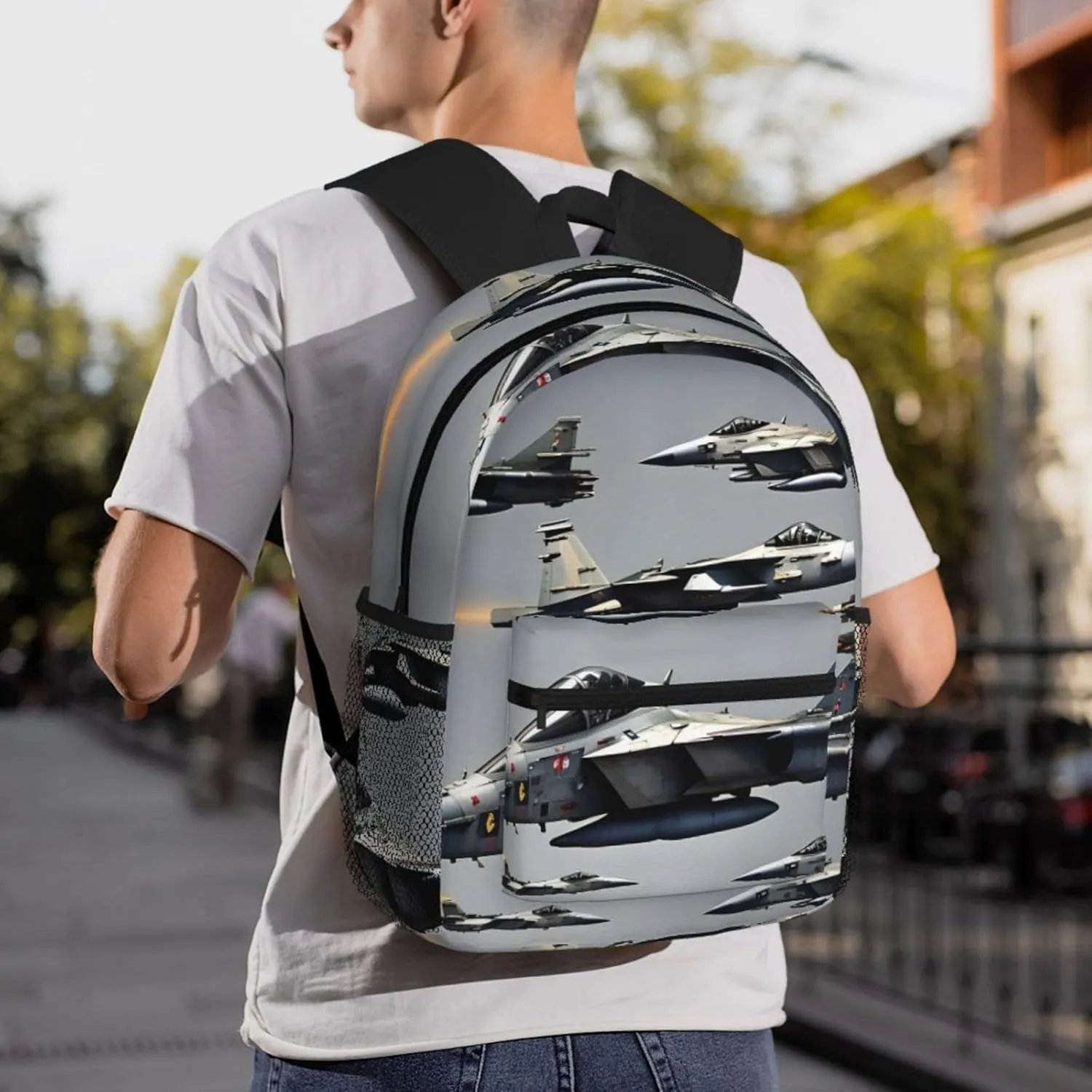 Aircraft Fighter Jets Print Backpack For Men And Women Lightweight Backpack Casual Daypack For Workplace Travel