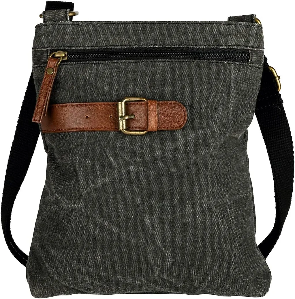 Aldrich Upcycled Canvas and Genuine Leather Trims Crossbody, M-6300