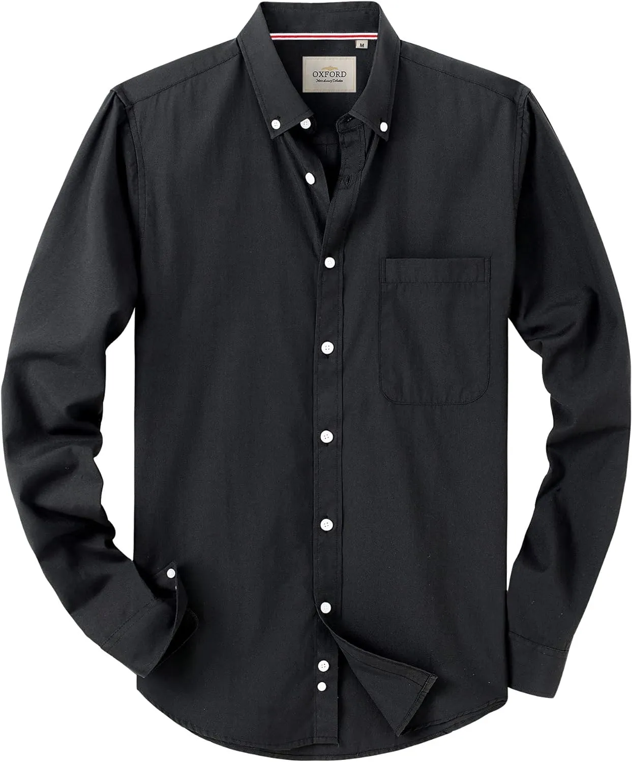 Alimens & Gentle Mens Solid Oxford Shirt Long Sleeve Dress Shirt Work Casual Button Down Shirts with Pocket