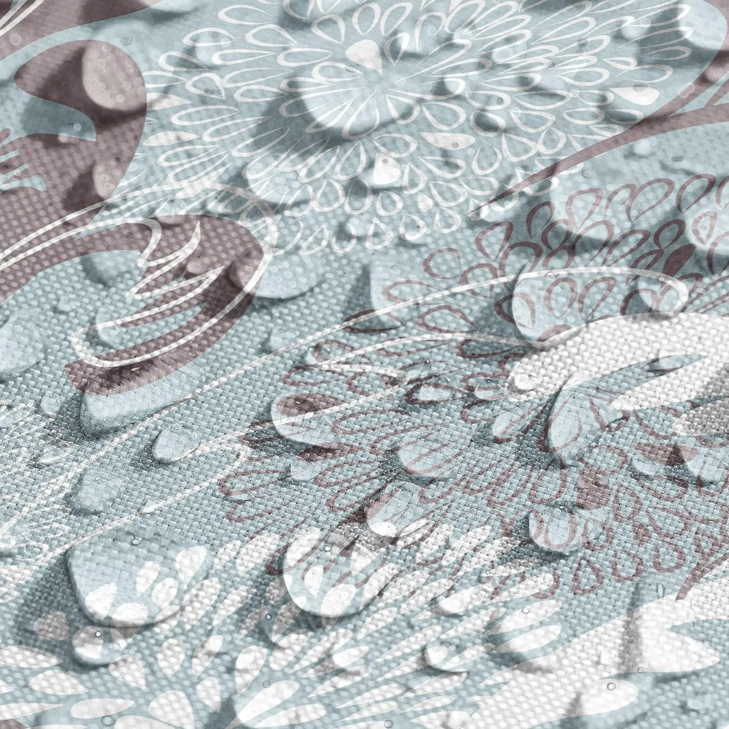 Ambesonne Floral Table Runner & Placemats, Soft Toned Spring Petals Ornamental Eco Shabby Form Herbs Classic Print, Set for Dining Table Decor, Placemat 4 pcs   Runner 16"x90", Pale Blue White Taupe
