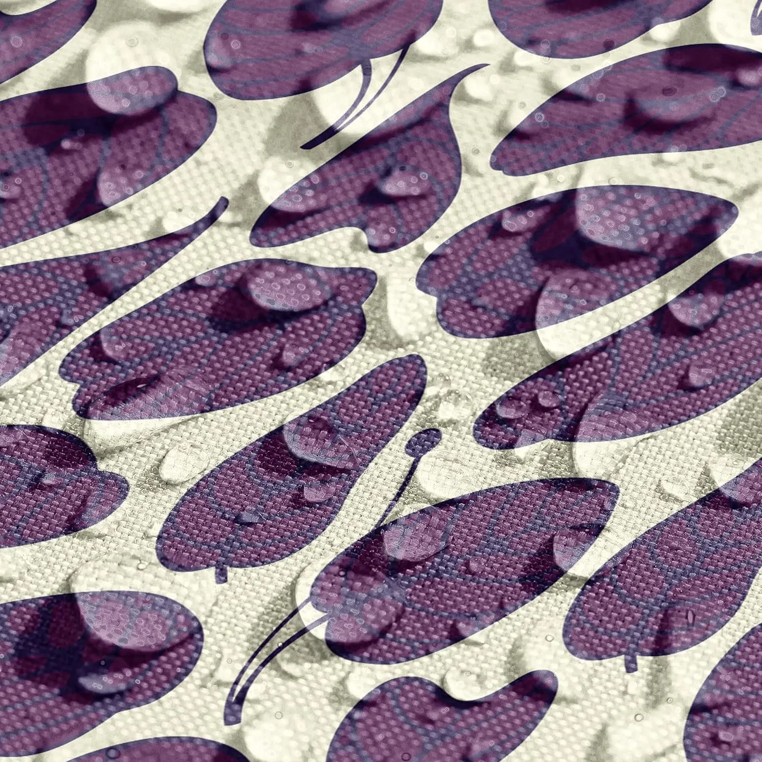 Ambesonne Nature Table Runner & Placemats, Dark Toned Leaves Essence of Growth in Forest Woods Botanical Spring Branches, Set for Dining Table Decor, Placemat 4 pcs   Runner 12"x72", Purple and Cream