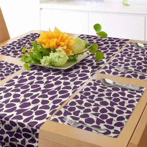 Ambesonne Nature Table Runner & Placemats, Dark Toned Leaves Essence of Growth in Forest Woods Botanical Spring Branches, Set for Dining Table Decor, Placemat 4 pcs   Runner 12"x72", Purple and Cream