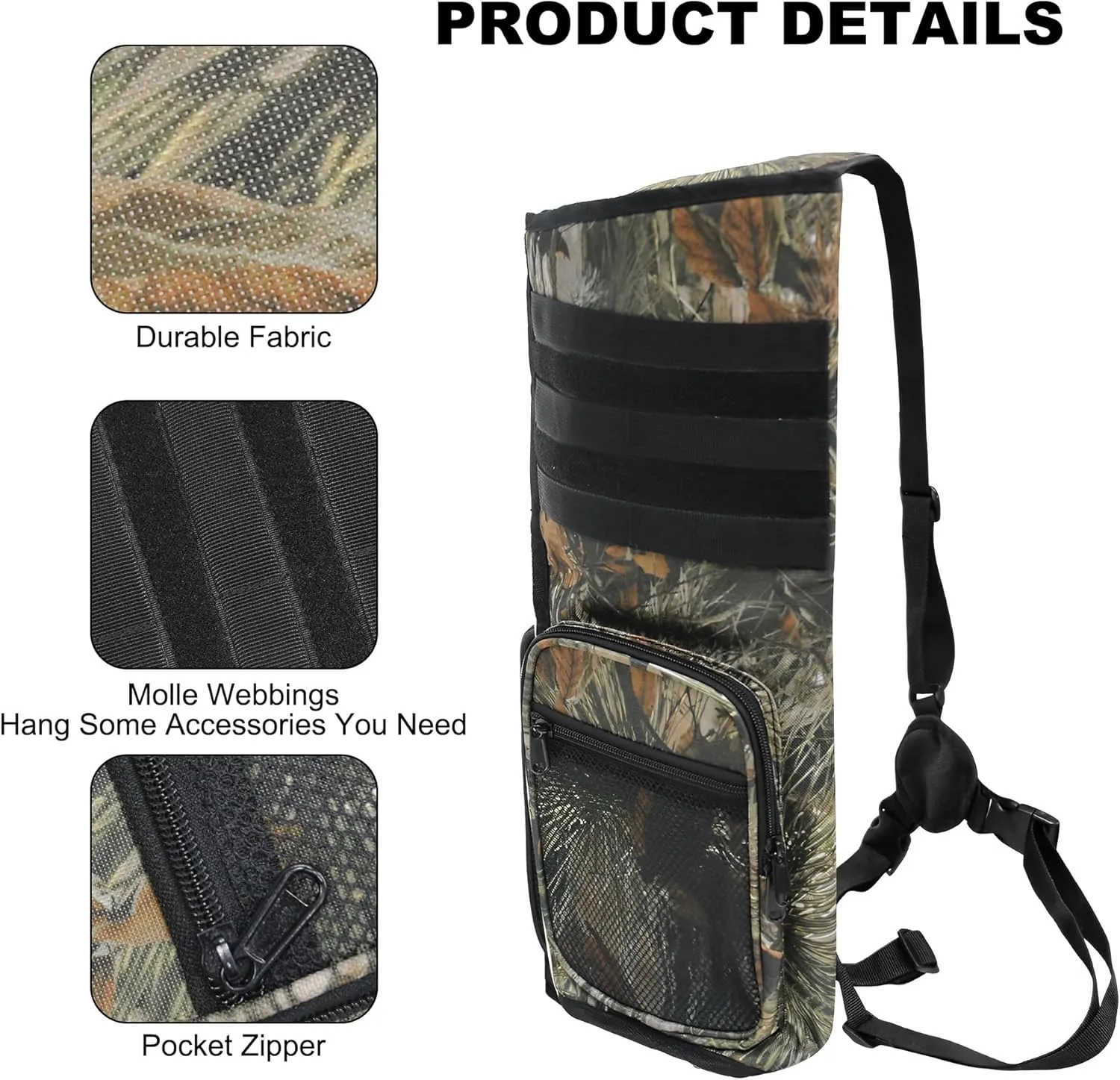 Archery Arrow Quiver, Adjustable Tactical Arrow Holder, Large Pocket Lightweight Shoulder Back Bag with Molle System for Hunting Shooting Target Practice