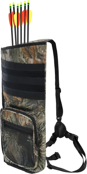 Archery Arrow Quiver, Adjustable Tactical Arrow Holder, Large Pocket Lightweight Shoulder Back Bag with Molle System for Hunting Shooting Target Practice