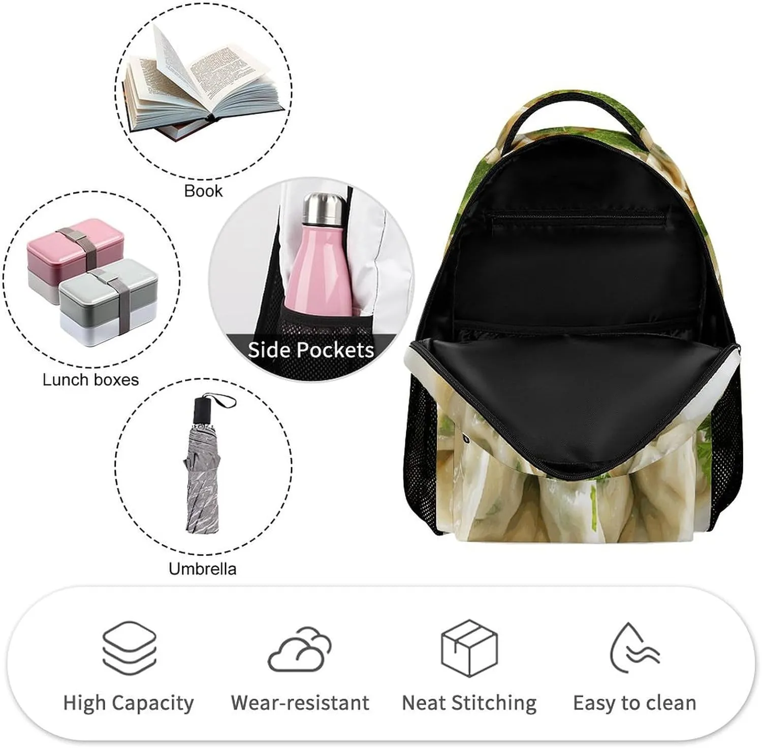Backpack for Men Women Laptop Backpack A Plate of Dumplings Casual Daypack Laptop Bag for Travel