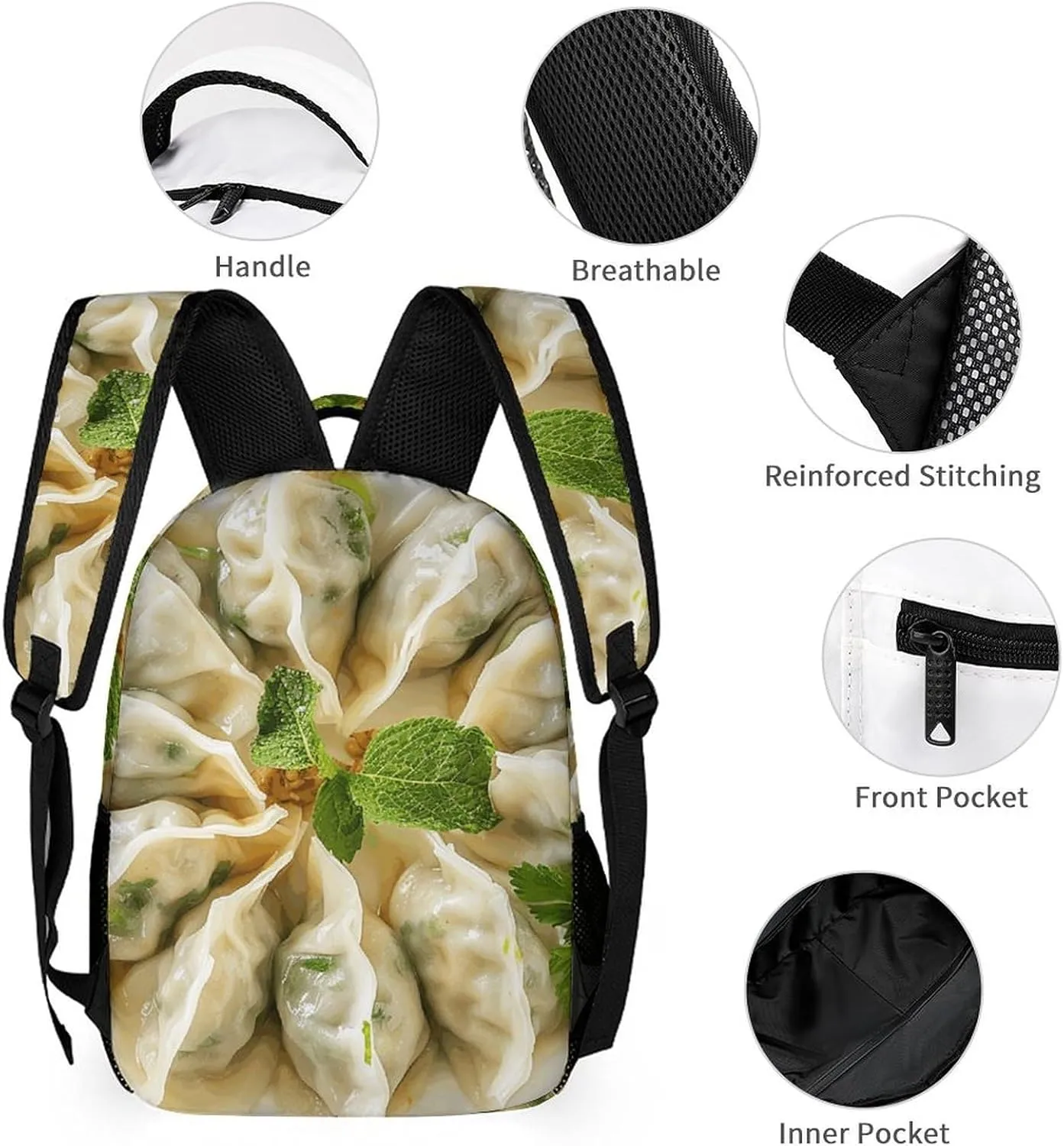 Backpack for Men Women Laptop Backpack A Plate of Dumplings Casual Daypack Laptop Bag for Travel