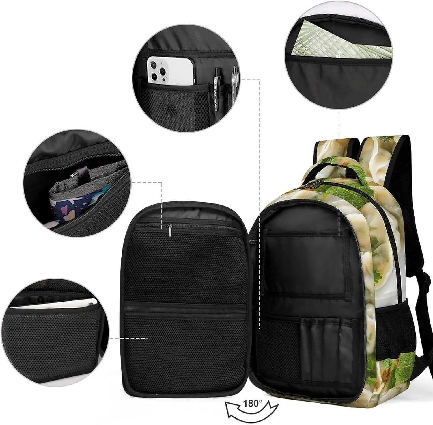 Backpack for Men Women Laptop Backpack A Plate of Dumplings Casual Daypack Laptop Bag for Travel