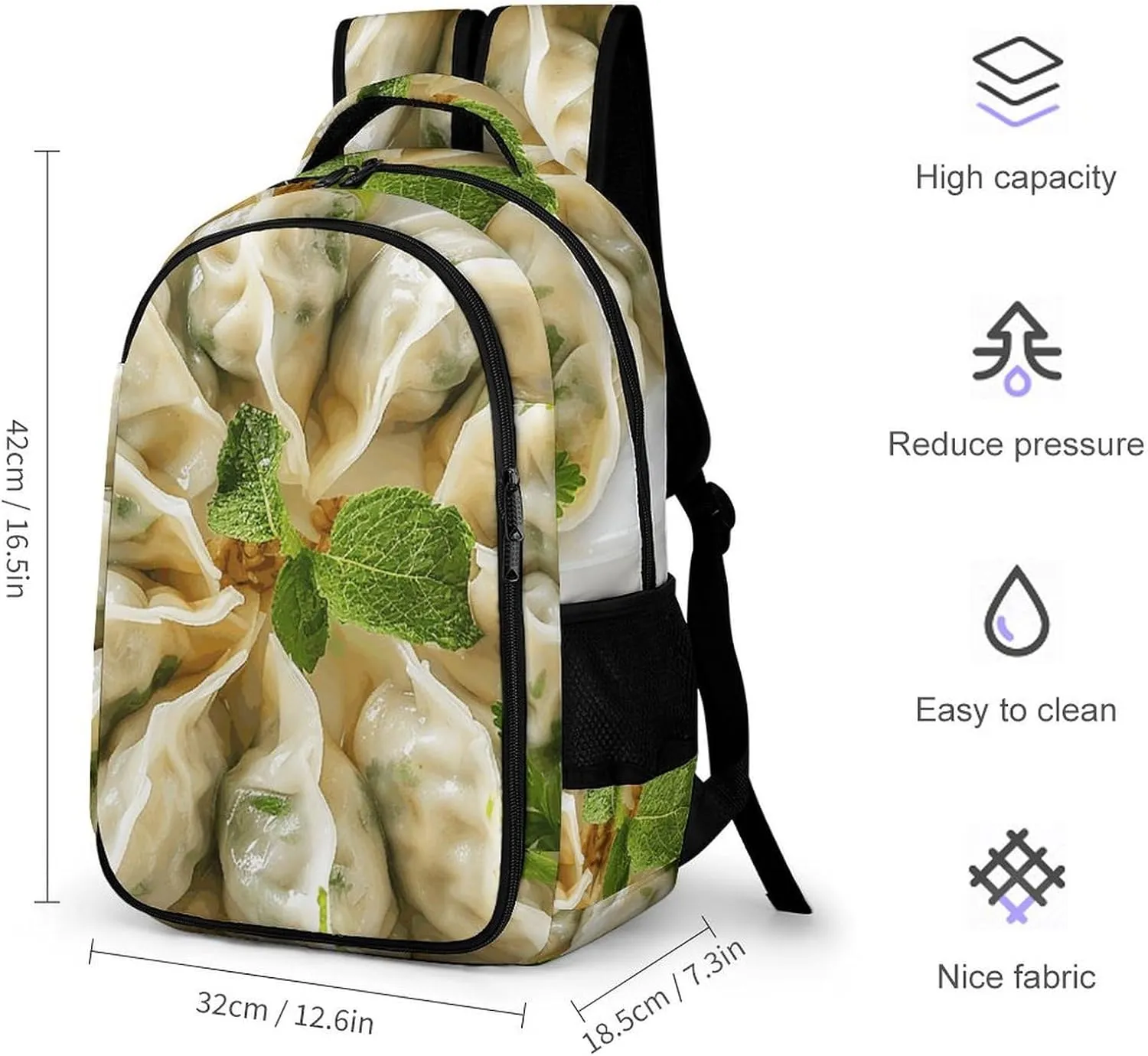 Backpack for Men Women Laptop Backpack A Plate of Dumplings Casual Daypack Laptop Bag for Travel