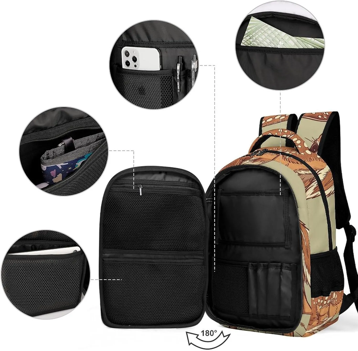 Backpack for Men Women Laptop Backpack Deer Hand Drawn Casual Daypack Laptop Bag for Travel