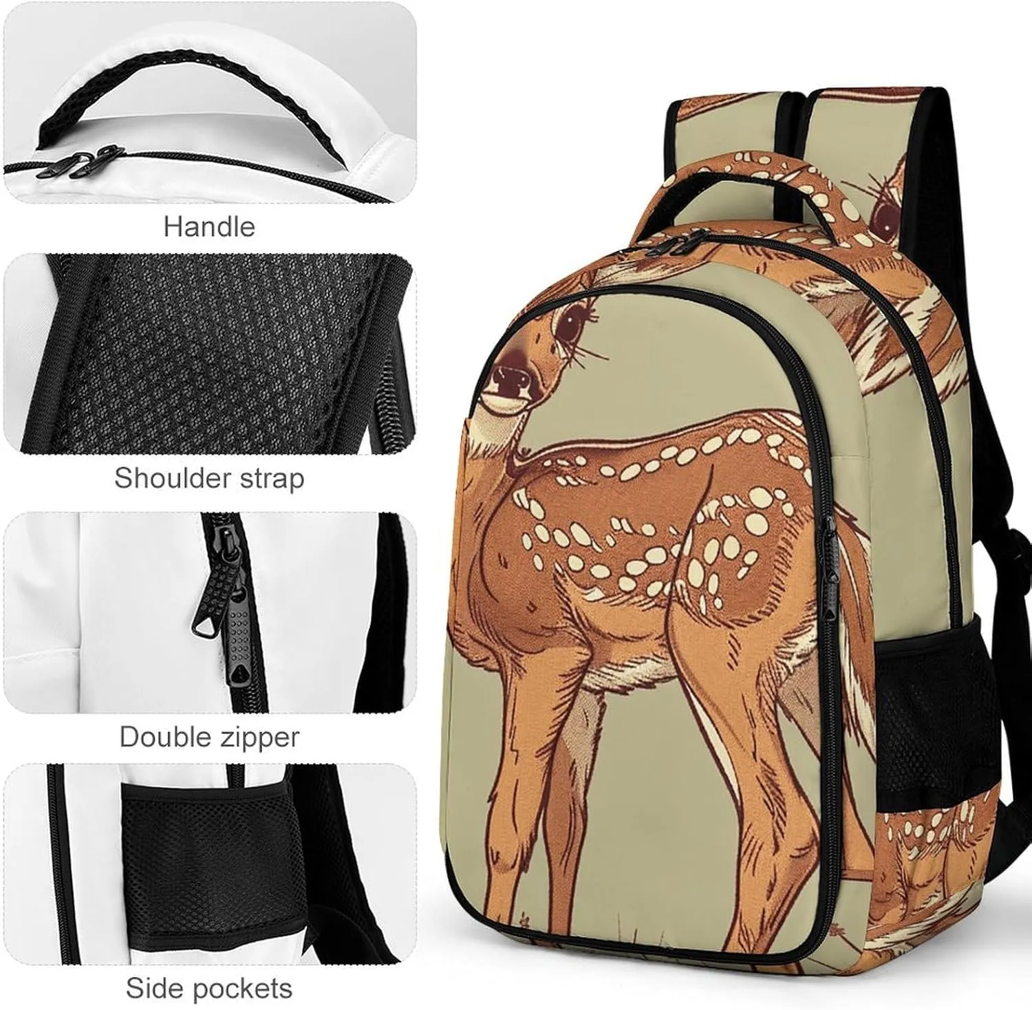 Backpack for Men Women Laptop Backpack Deer Hand Drawn Casual Daypack Laptop Bag for Travel